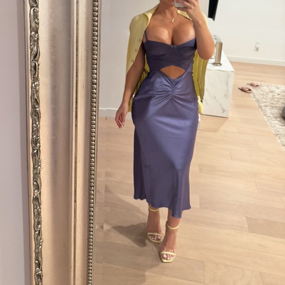 HERVÉ LÉGER X LAW ROACH Bandage-paneled draped satin midi dress - 4/Small - Picture 2 of 9